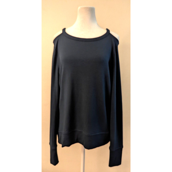 Athleta Tops - Athleta Women's Size S Blue Long Sleeve Cold Shoulder Terry-Knit Shirt 1826